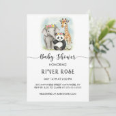 NEUTRALE BABY DIERENDOUCHE UITNODIGING (Staand voorkant)