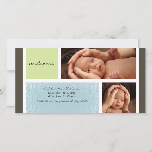 Neutrale baby fotocard aankondiging (Voorkant)