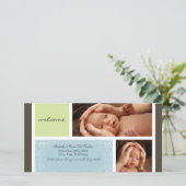 Neutrale baby fotocard aankondiging (Staand voorkant)