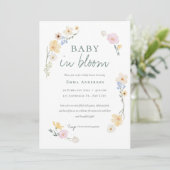 Neutrale Baby in bloei baby shower Uitnodiging (Staand voorkant)