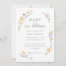 Neutrale Baby in bloei baby shower Uitnodiging