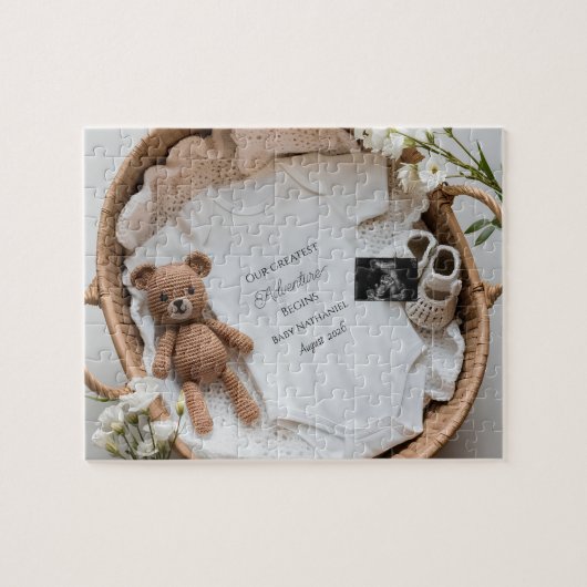 Neutrale baby onthulling zwangerschapsaankondiging legpuzzel (Horizontaal)
