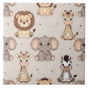 Neutrale baby safari patroon tegeltje