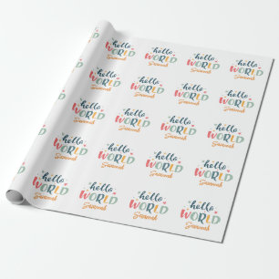 Neutrale baby shower baby met eigen naam cadeaupapier