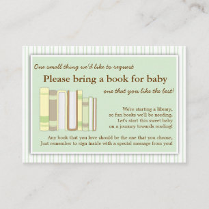 Neutrale Baby shower Book Insert Request Card Mint Informatiekaartje