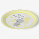 Neutrale Baby shower Geel Geel Grijze olifant Papieren Bordje (Gekanteld)