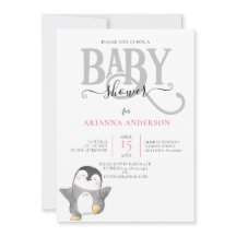 NEUTRALE BABY SHOWER INVITATIE KUTE PENQUIN GENDER