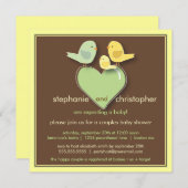 Neutrale Baby shower Uitnodiging om vogels te bevr (Voorkant / Achterkant)