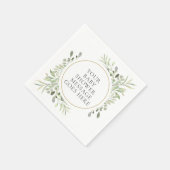 Neutrale Baby shower Waterverf Eucalyptus bladeren Servet (Hoek)