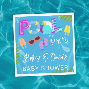 Neutrale baby shower zwembadfeest zomer servet