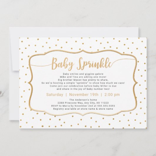 Neutrale Baby Sprinkle met gouden confetti Kaart (Voorkant)