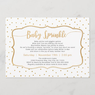 Neutrale Baby Sprinkle met gouden confetti Kaart