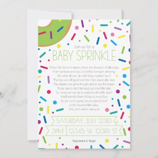 Neutrale Baby Sprinkle Uitnodiging (Voorkant)