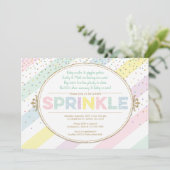 Neutrale baby sprinkle uitnodiging multicolor gold (Staand voorkant)