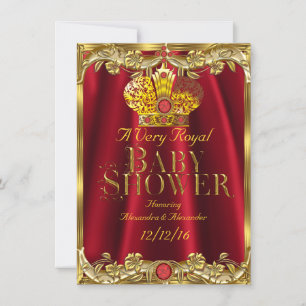 Neutrale babyfeest Royal rode edelsteen gouden kro Kaart