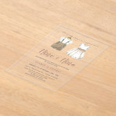 Neutrale babykleding Spaans geslacht onthullen Acryl Uitnodigingen (Laagn)