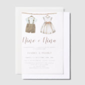 Neutrale babykleding Spaans geslacht onthullen Vellum Uitnodigingen (Offset)