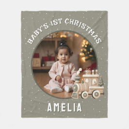 Neutrale Baby's 1e Kerstmis Trein Aandenken Foto Fleece Deken