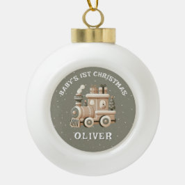 Neutrale Baby's 1e Kerstmis Trein Aandenken Foto Keramische Bal Ornament
