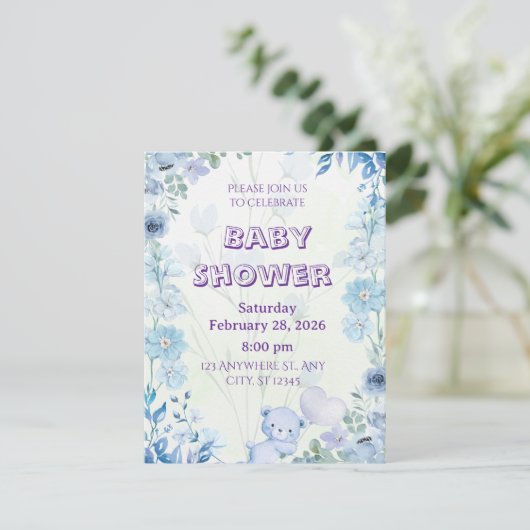 Neutrale babyshower uitnodiging (Staand voorkant)