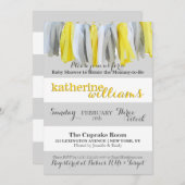 Neutrale babyshower uitnodiging kwastengarland (Voorkant / Achterkant)