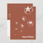 Neutrale baksteen gekartelde cirkel sterren feestdagenkaart (Voorkant / Achterkant)