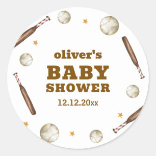 Neutrale Batter Up Honkbal Sport Jongen Baby Borre Ronde Sticker