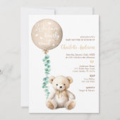 Neutrale Bearly Wait Eucalyptus Baby shower Uitnod Kaart (Voorkant)