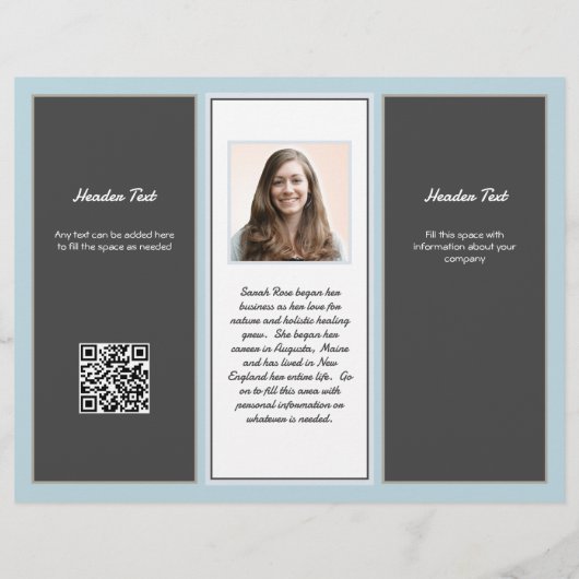 Neutrale Bedrijfs Brochure Logo, QR Code Tri-Fold (Achterkant)