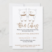 Neutrale Beer Tweeling Baby Shower Kaart (Voorkant)