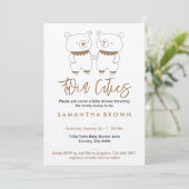 Neutrale Beer Tweeling Baby Shower Kaart (Staand voorkant)