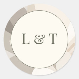 Neutrale Beige Abstracte Moderne Redactionele Huwe Ronde Sticker
