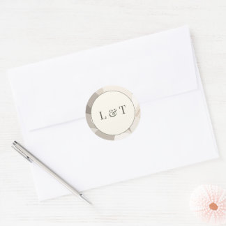 Neutrale Beige Abstracte Moderne Redactionele Huwe Ronde Sticker