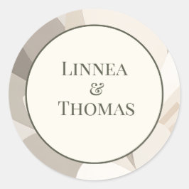 Neutrale Beige Abstracte Moderne Redactionele Huwe Ronde Sticker