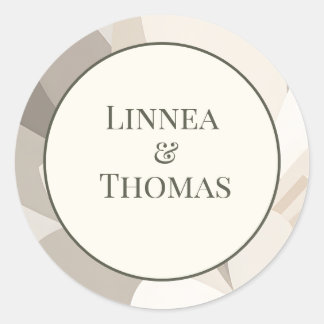Neutrale Beige Abstracte Moderne Redactionele Huwe Ronde Sticker