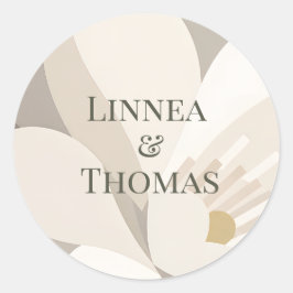 Neutrale Beige Abstracte Moderne Redactionele Huwe Ronde Sticker