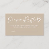 Neutrale beige Baby shower Diaper Raffle Kaart (Voorkant)