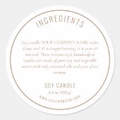 Neutrale beige bestanddelen Productetiket Ronde Sticker (Voorkant)