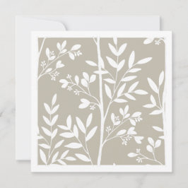 Neutrale Beige Bloem Silhouet Botanische Kunstkaar Kaart