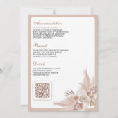 Neutrale Beige Bloemen Boho Pampas QR Code Bruilof Kaart (Achterkant)