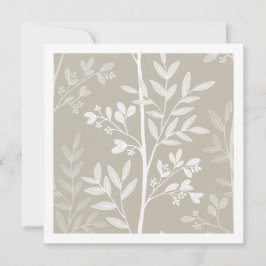 Neutrale Beige Bloemensilhouet Botanische Kunstkaa Kaart