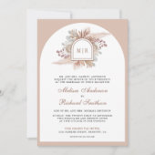 Neutrale Beige Bloemige Boho Pampas QR Code Trouwe Kaart (Voorkant)