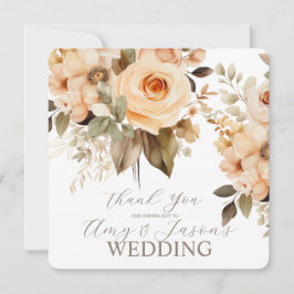 Neutrale Beige Bloemrijke Botanische Trouw Bruin Bedankkaart