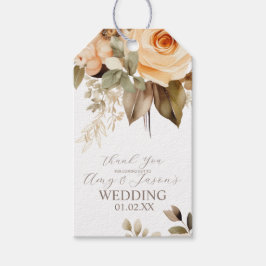 Neutrale Beige Bloemrijke Botanische Trouw Bruin Cadeaulabel