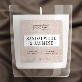Neutrale Beige Boho Esthetische Kaars Productlabel Vierkante Sticker