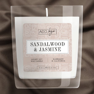 Neutrale Beige Boho Esthetische Kaars Productlabel Vierkante Sticker