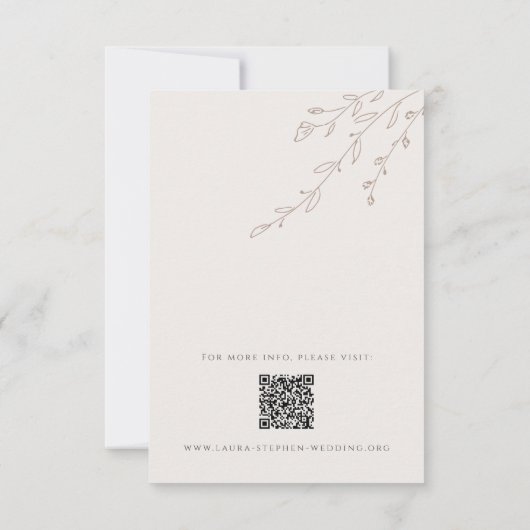 Neutrale Beige Bruiloft QR Code Behuizing Kaart (Achterkant)