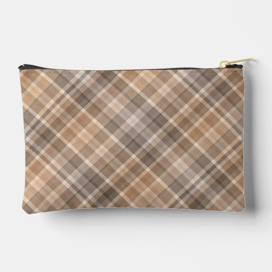 Neutrale Beige Bruine Taupe Plaid Gingham Patroon Etui (Achterkant)
