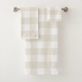 Neutrale Beige Buffalo Check Plaid Rustieke Boerde Bad Handdoek (Insitu)
