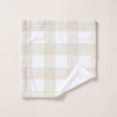 Neutrale Beige Buffalo Check Plaid Rustieke Boerde Bad Handdoek (Wasdoekje)